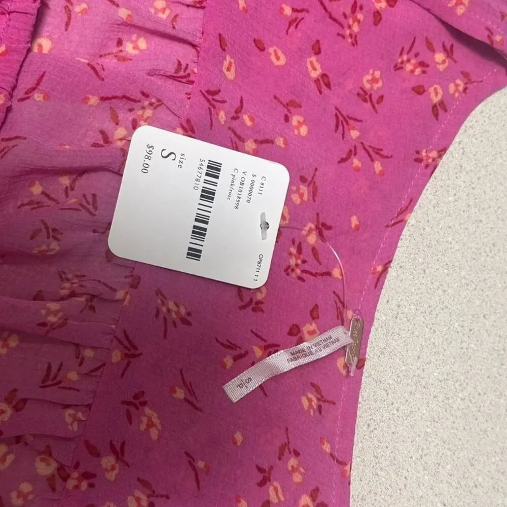 Free people pink lolita top floral blouse